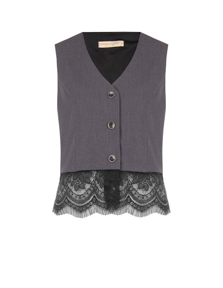 Ruim gilet met kanten rand Rinascimento