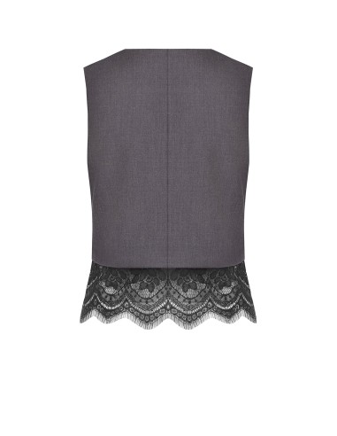Ruim gilet met kanten rand Rinascimento