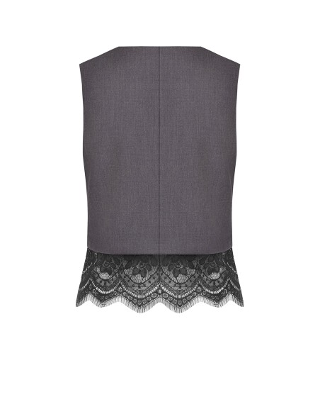 Ruim gilet met kanten rand Rinascimento