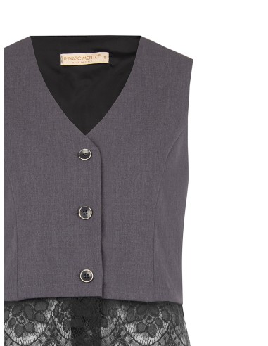 Ruim gilet met kanten rand Rinascimento