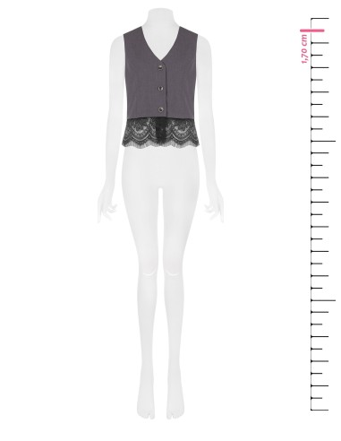 Ruim gilet met kanten rand Rinascimento
