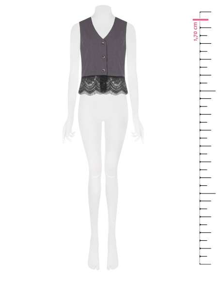 Ruim gilet met kanten rand Rinascimento