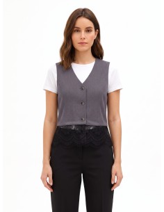 Ruim gilet met kanten rand Rinascimento