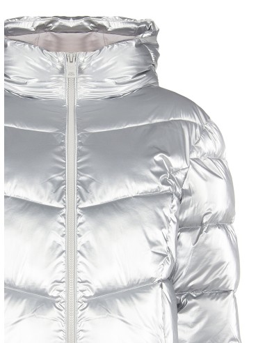 Korte metallic gewatteerde jas met capuchon Rinascimento