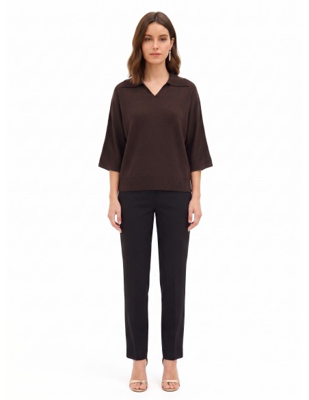Lichte oversized polotrui van viscosemix met 3/4-mouwen Rinascimento