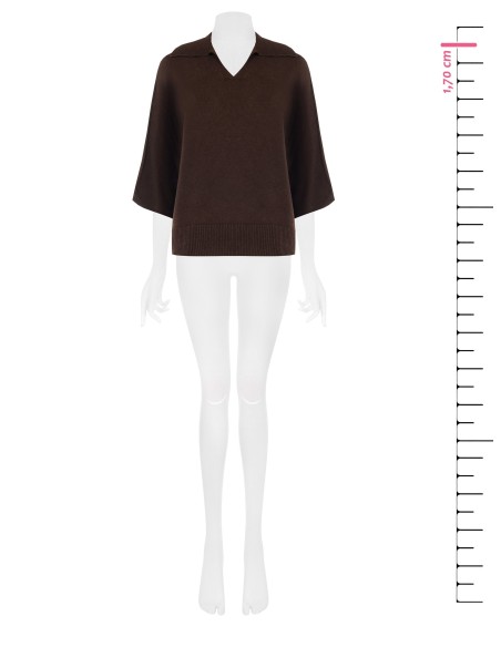 Lichte oversized polotrui van viscosemix met 3/4-mouwen Rinascimento