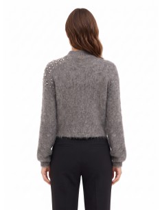 Cropped mohairtrui met cabochonkristallen van Rinascimento 2