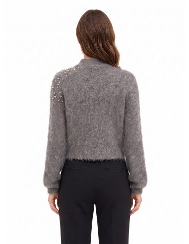 Cropped mohairtrui met cabochonkristallen van Rinascimento