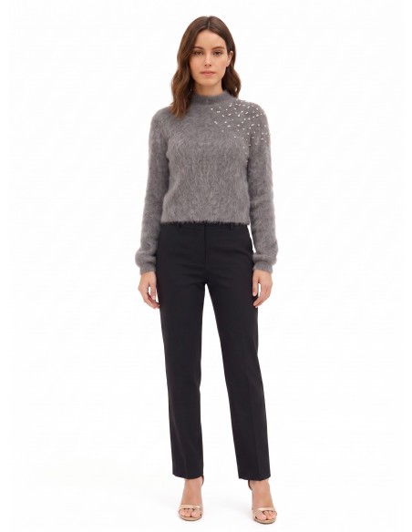 Cropped mohairtrui met cabochonkristallen van Rinascimento