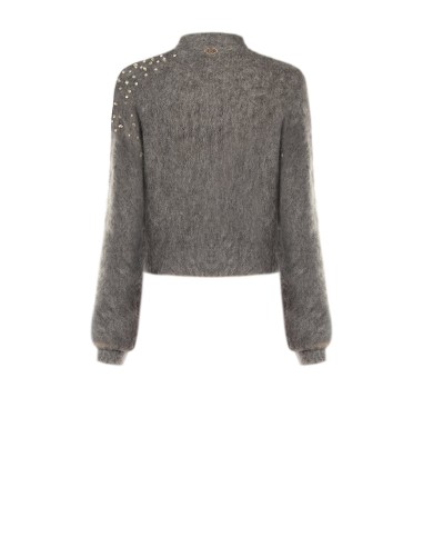Cropped mohairtrui met cabochonkristallen van Rinascimento