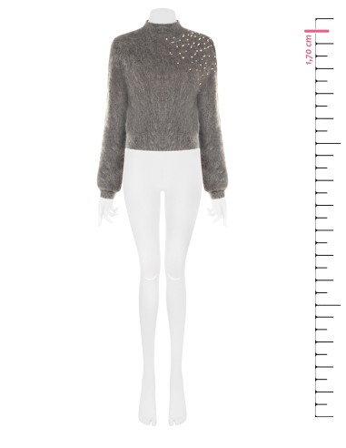 Cropped mohairtrui met cabochonkristallen van Rinascimento
