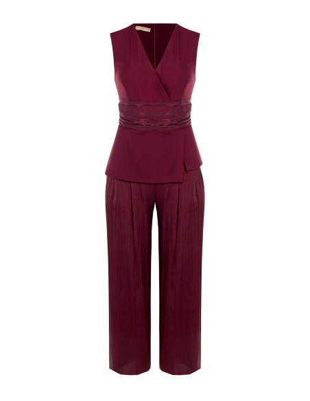 Curvy jumpsuit in Palazzo-model van cadi-stof en gelamineerd satijn van Rinascimento Curvy