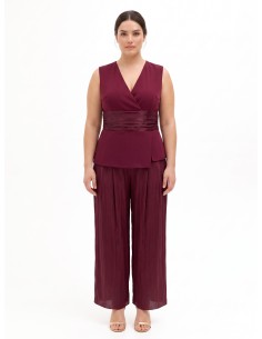 Curvy jumpsuit in Palazzo-model van cadi-stof en gelamineerd satijn van Rinascimento Curvy