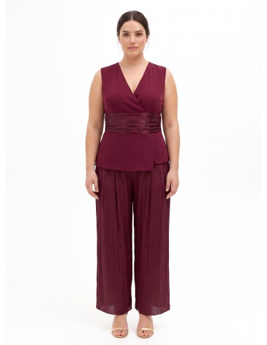 Curvy jumpsuit in Palazzo-model van cadi-stof en gelamineerd satijn van Rinascimento Curvy
