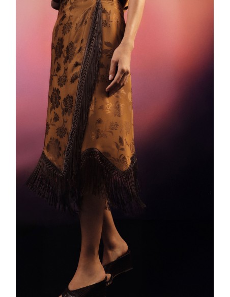Midi-rok met jacquardmotief en franjes Dixie