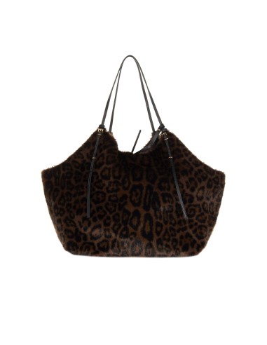 Maxi-shopper van gevlekte imitatiebont met binnenpochette Rinascimento