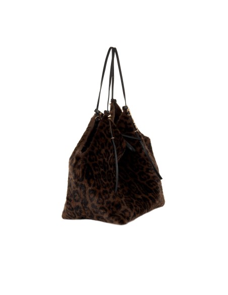 Maxi-shopper van gevlekte imitatiebont met binnenpochette Rinascimento