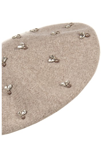 Baret van een viscose-wolmix met cabochonkristallen Rinascimento