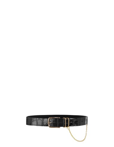Riem van echt leer met krokodillenprint en ketting Rinascimento