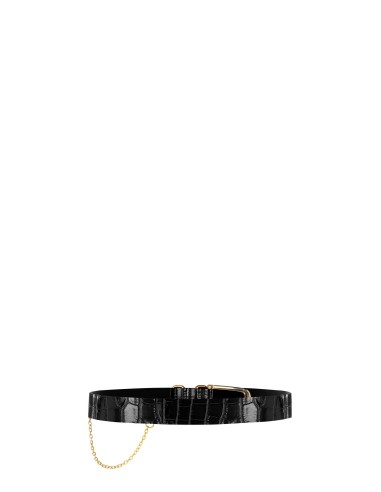 Riem van echt leer met krokodillenprint en ketting Rinascimento