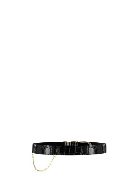 Riem van echt leer met krokodillenprint en ketting Rinascimento