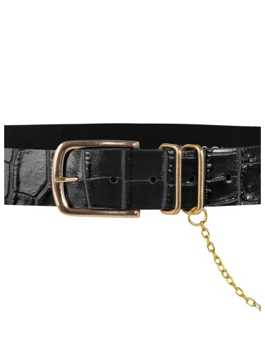 Riem van echt leer met krokodillenprint en ketting Rinascimento