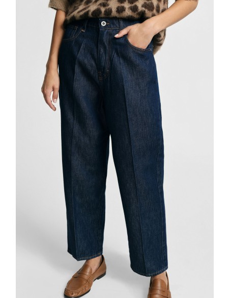 Jeans met balloon fit, hoge taille en zichtbare plooien Please