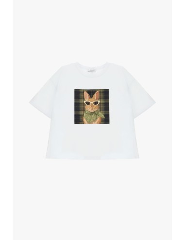 T-shirt met korte mouwen en konijnenbandanaprint Please
