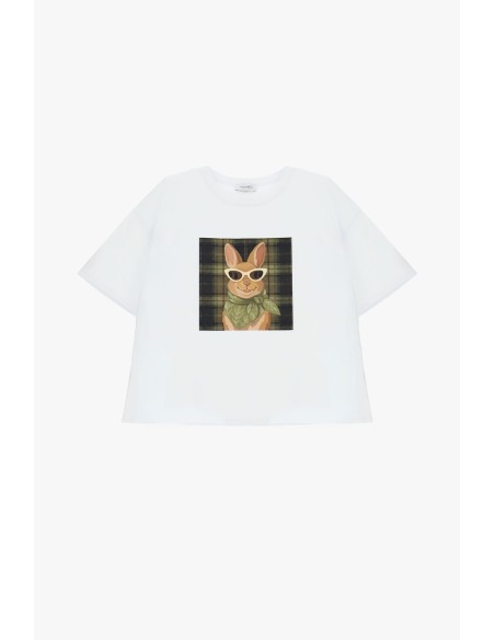 T-shirt met korte mouwen en konijnenbandanaprint Please