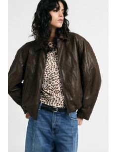 Leren jas met regular fit, klassieke kraag en rits Please