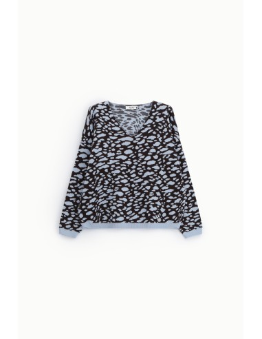 Jacquardtrui met V-hals en luipaardprint Please
