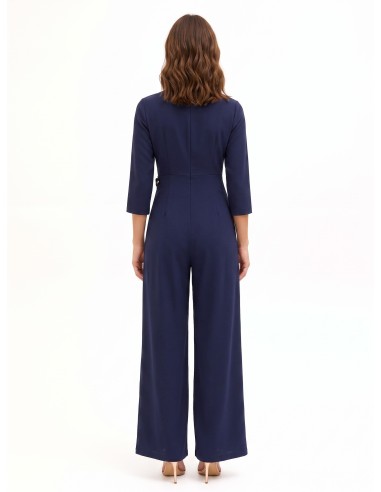 Palazzo-jumpsuit van soepelvallende stof met overslaghals en metalen detail van Rinascimento