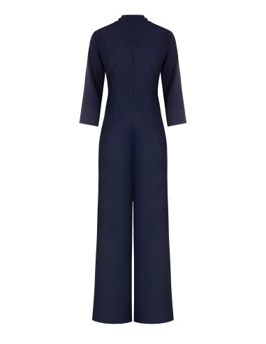 Palazzo-jumpsuit van soepelvallende stof met overslaghals en metalen detail van Rinascimento