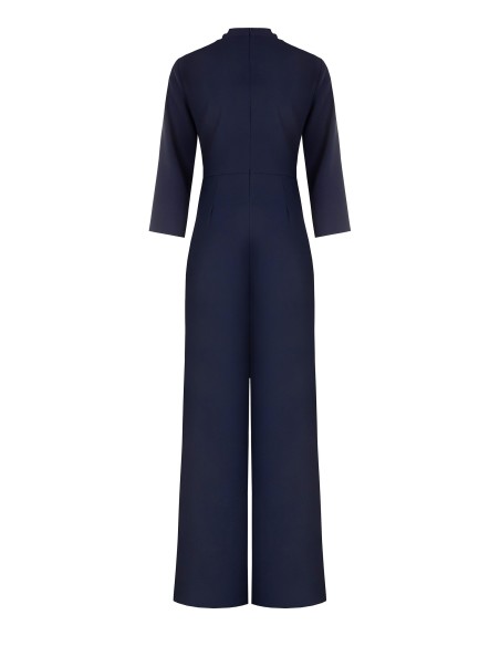 Palazzo-jumpsuit van soepelvallende stof met overslaghals en metalen detail van Rinascimento