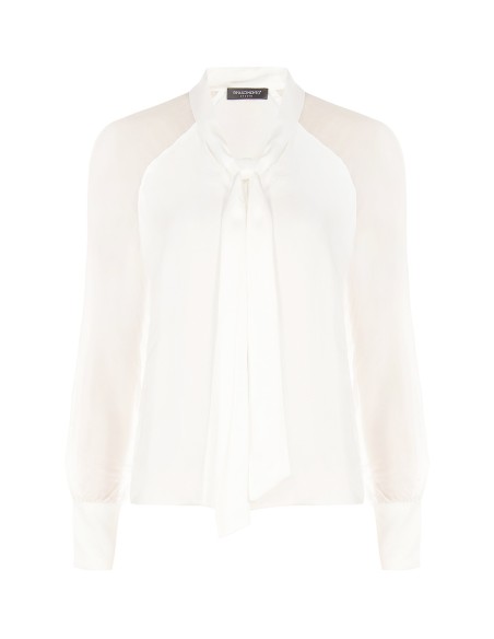 Vloeiende blouse van een zijdenmix met strik Rinascimento