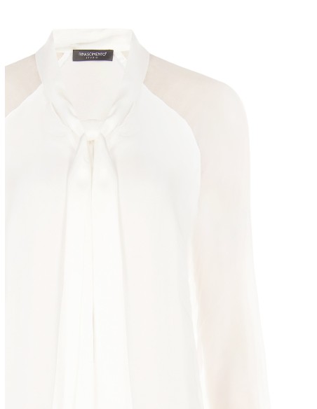 Vloeiende blouse van een zijdenmix met strik Rinascimento