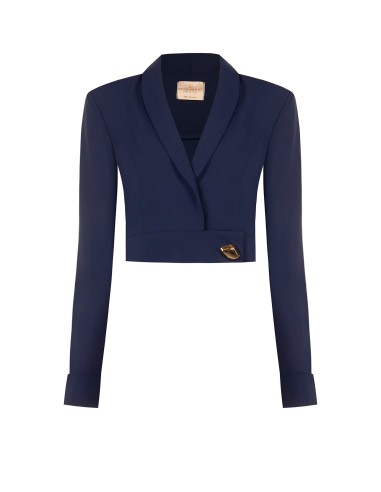 Cropped blazerjasje van cadistof met juweelknop, Rinascimento