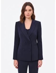 Rinascimento Studio krijtstreep-dubbelrijige blazer van crêpe 2