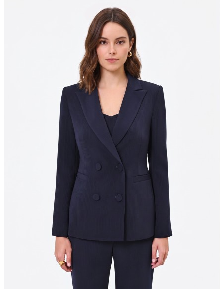 Rinascimento Studio krijtstreep-dubbelrijige blazer van crêpe