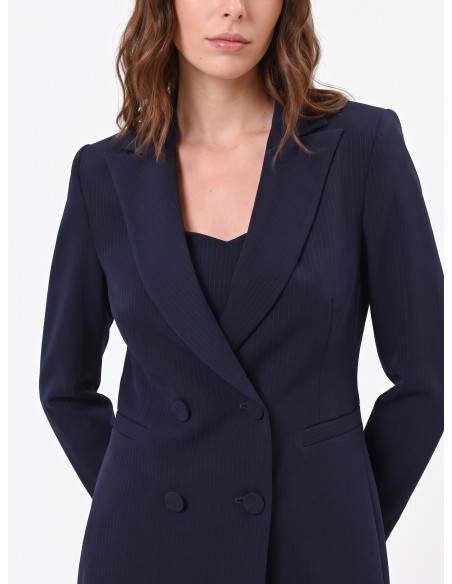 Rinascimento Studio krijtstreep-dubbelrijige blazer van crêpe