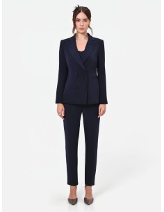 Rinascimento Studio krijtstreep-dubbelrijige blazer van crêpe