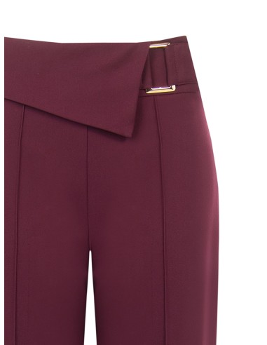 Wijde broek van technische stof met omslag in de taille en gesp Rinascimento