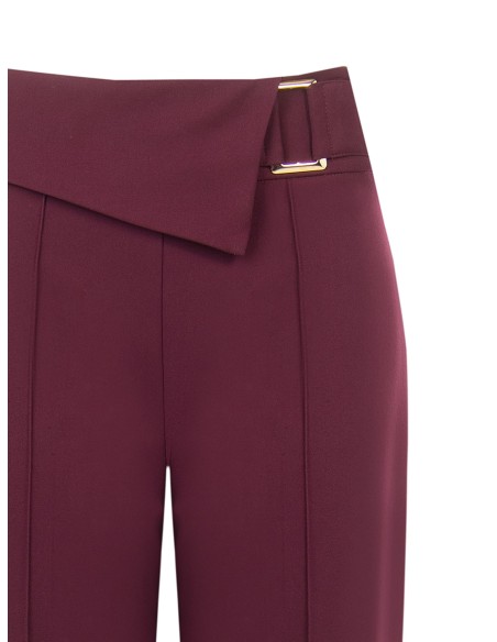 Wijde broek van technische stof met omslag in de taille en gesp Rinascimento