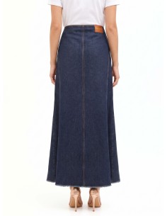 Lange denimrok in zero-wash denim met split aan de voorkant Rinascimento 2