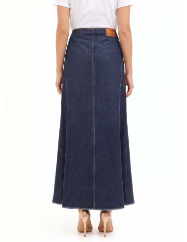 Lange denimrok in zero-wash denim met split aan de voorkant Rinascimento