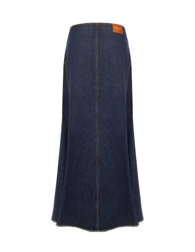 Lange denimrok in zero-wash denim met split aan de voorkant Rinascimento