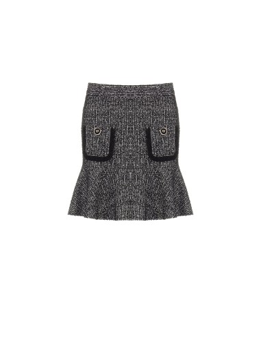 Tweed minirok met volantzoom en gerafelde zakken Rinascimento