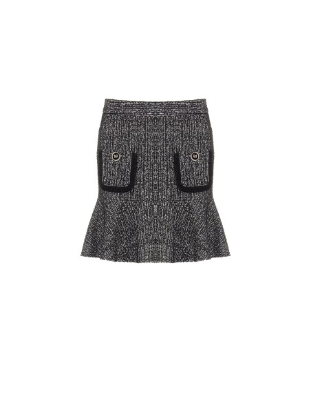 Tweed minirok met volantzoom en gerafelde zakken Rinascimento