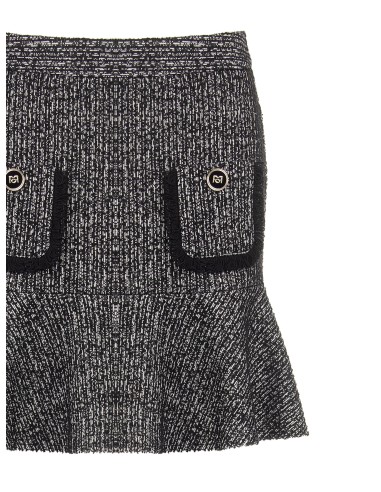 Tweed minirok met volantzoom en gerafelde zakken Rinascimento