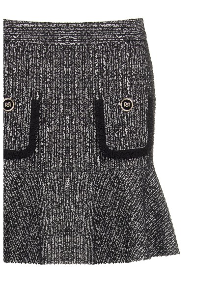 Tweed minirok met volantzoom en gerafelde zakken Rinascimento